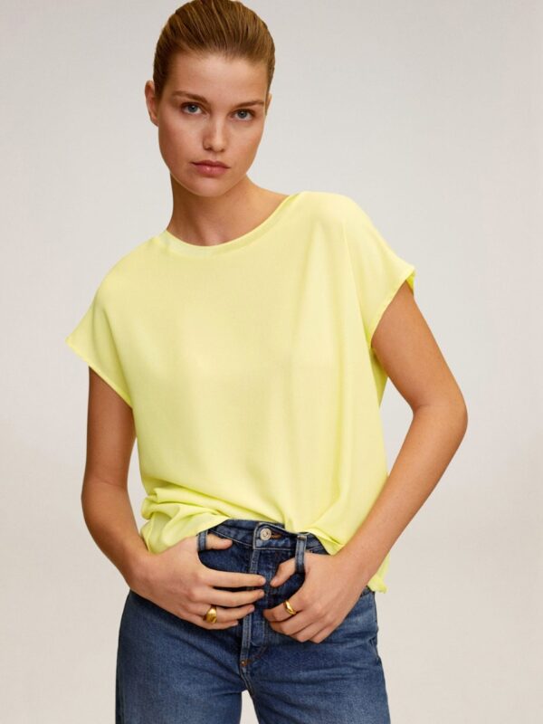 MANGO Women Solid Round Neck T-shirt