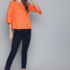 HERE&NOW Women Solid Pure Cotton Top