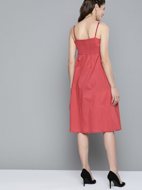 HERE&NOW Women Pure Cotton Solid A-Line Dress