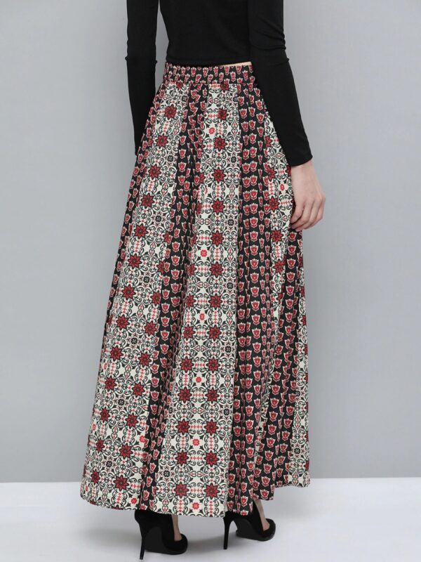 HERE&NOW Women Ethnic Motifs Printed Pure Cotton Panelled Maxi Skirt