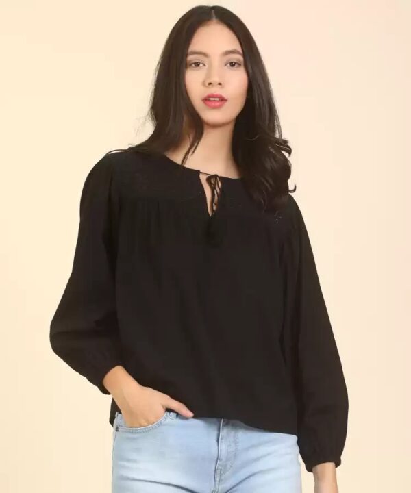 LEVI"S Casual Regular Sleeves Self Design Women Top