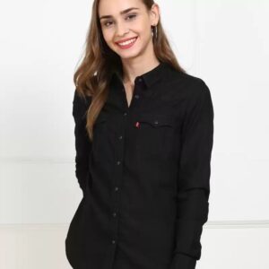 LEVI"S Women Slim Fit Solid Spread Collar Casual Shirt