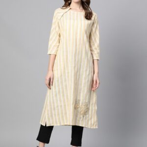 Sangria Women Striped Straight Kurta