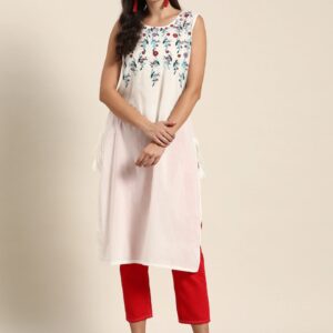 Moda Rapido Women Floral Yoke Design Straight Kurta