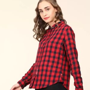 LEVI"S Women Regular Fit Checkered Spread Collar Casual Shirt