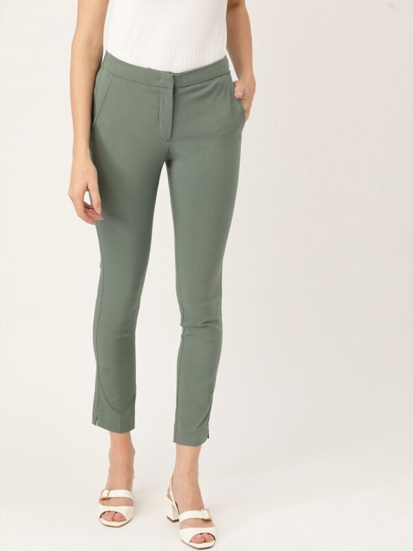 MANGO Women Skinny Fit Solid Regular Trousers