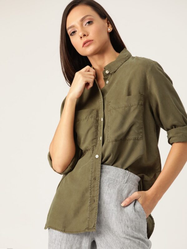 MANGO Women Regular Fit Solid Casual Shirt