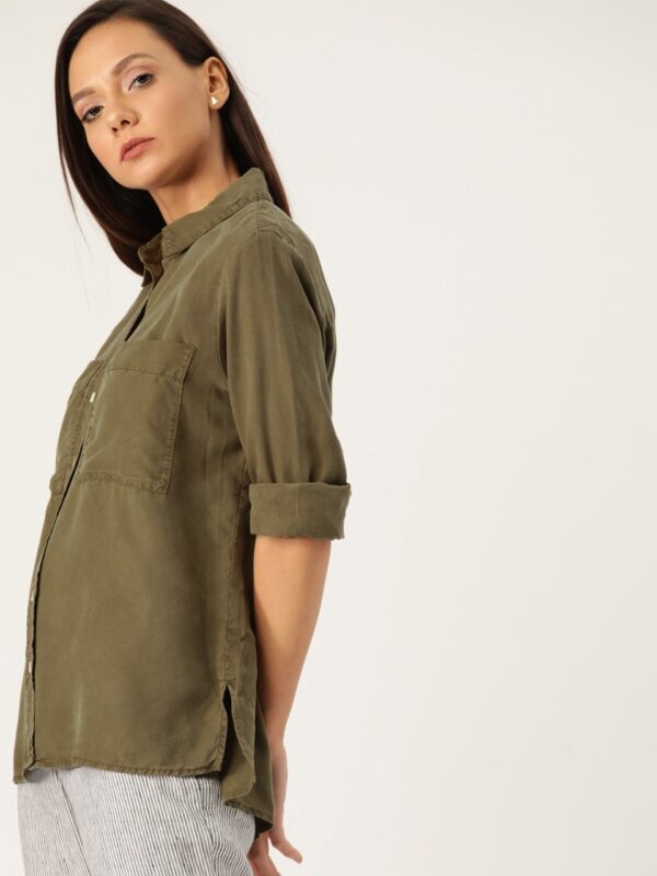 MANGO Women Regular Fit Solid Casual Shirt