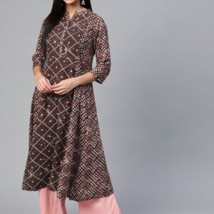 HERE&NOW Women Bandhani Printed Anarkali Kurta