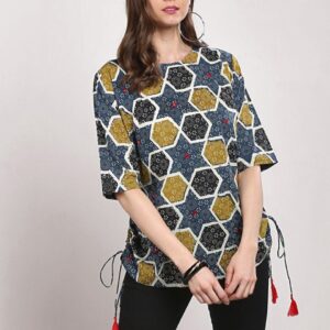 Sangria Women Blue  Green Printed Top