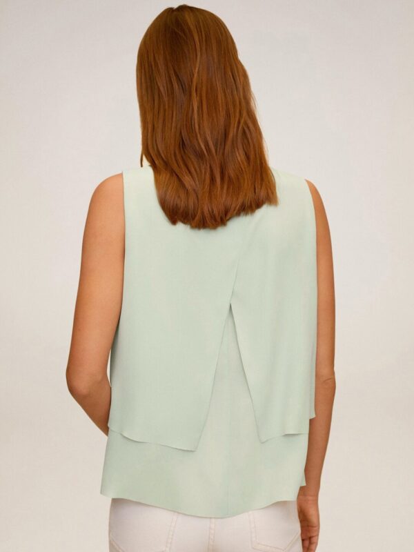 MANGO Women Solid Layered Styled Back Top