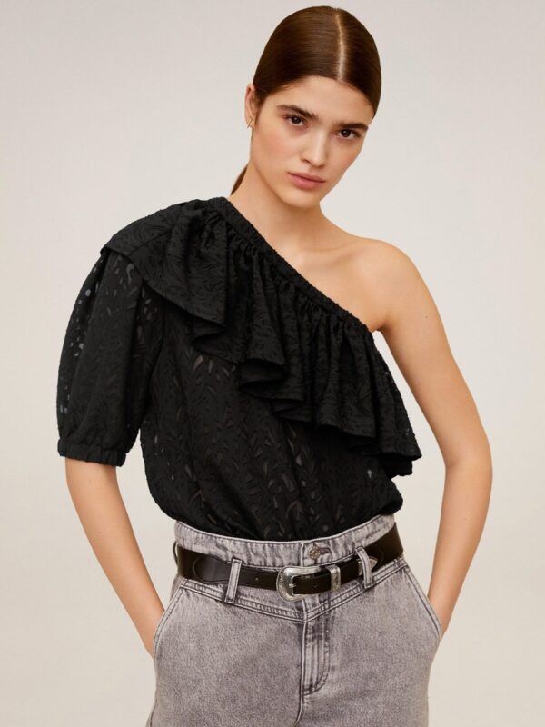 Mango Women Ruffle Asymmetric Blouse