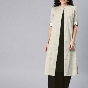 Anouk Women Checked Layered Kurta with Palazzos