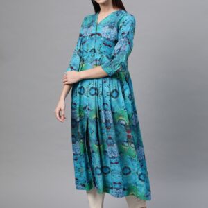 Sangria Women  Tropical Print A-Line Kurta