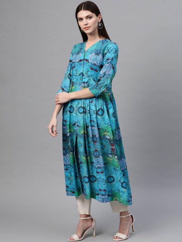 Sangria Women  Tropical Print A-Line Kurta