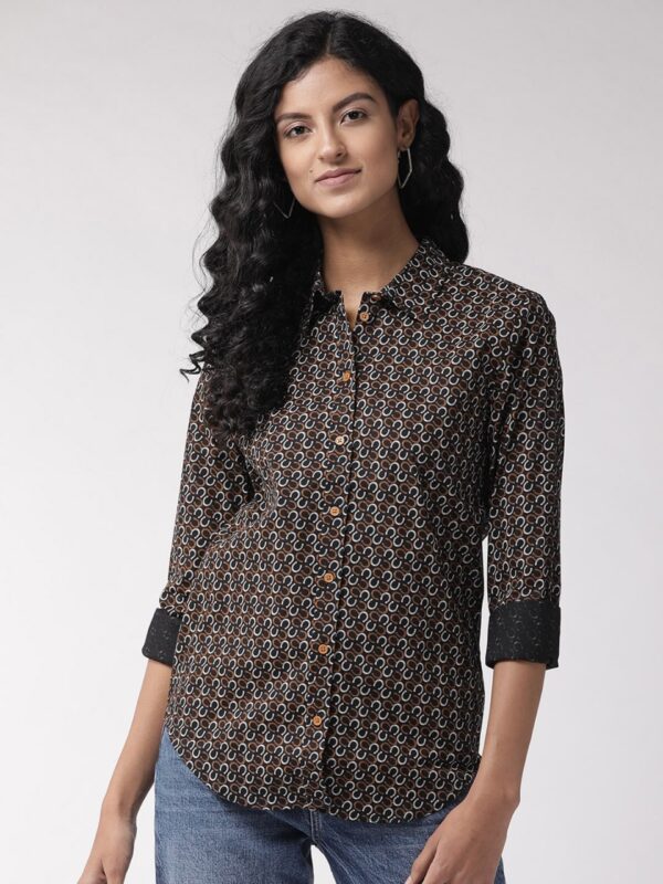 Marks & Spencer Women Slim Fit Knitted Printed Casual Shirt