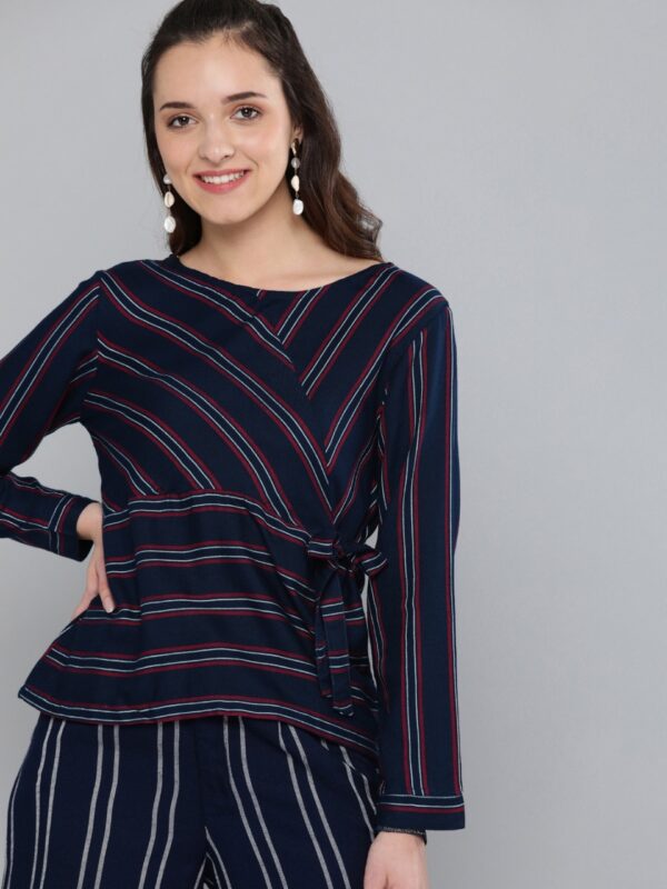 HERE&NOW Women Striped Wrap Top