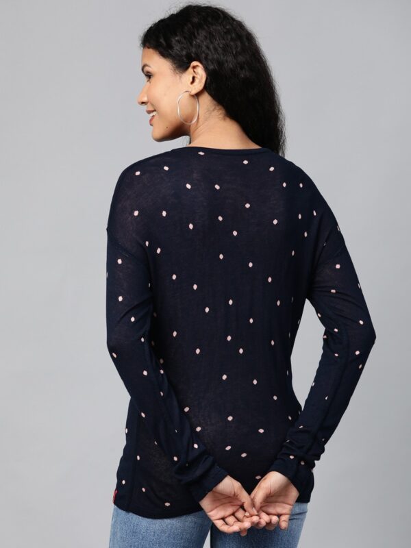 Levis Women Navy & Peach-Coloured Printed Reversible Top