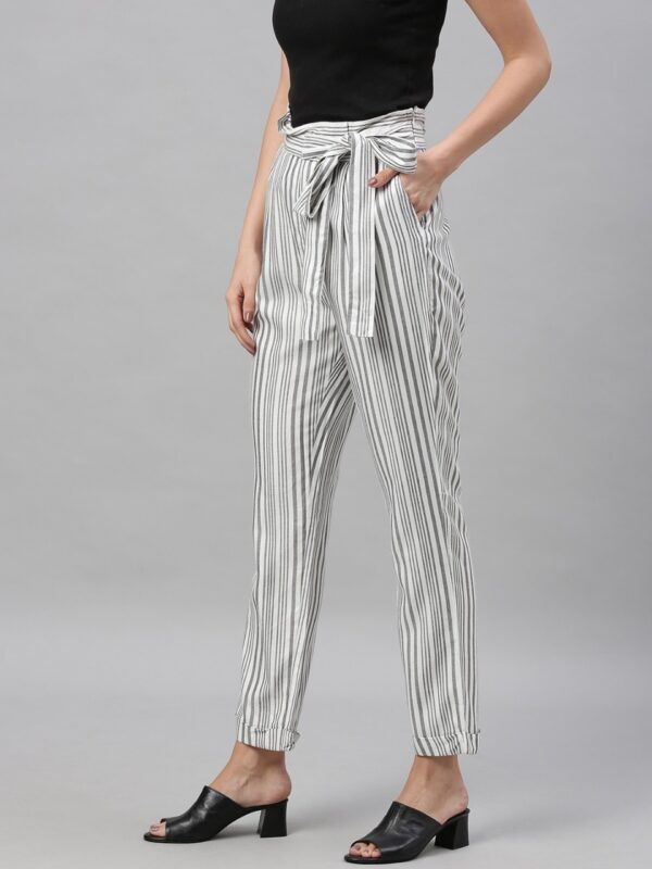 HERE&NOW Women Regular Fit Striped Regular Trousers