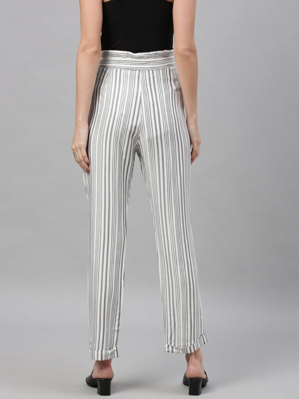 HERE&NOW Women Regular Fit Striped Regular Trousers