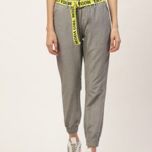 Moda Rapido Women Grey Joggers & Belt