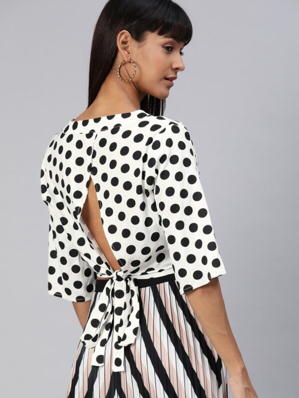 HERE&NOW Women Printed Wrap Crop Top with Back Tie-Up Detail