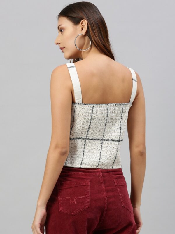 HERE&NOW Women Checked Smocked Back Top