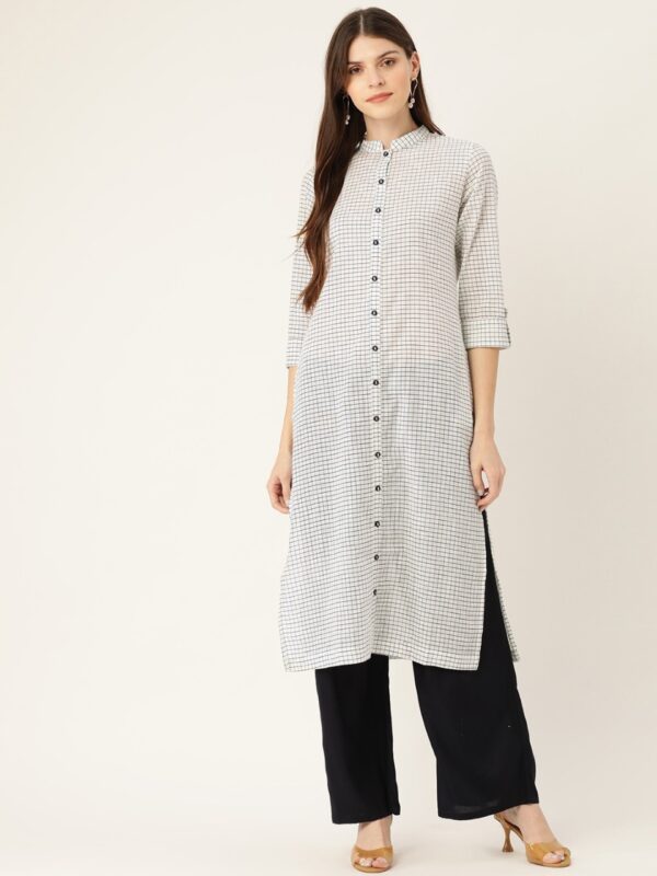 Sangria Women Checked Straight Kurta