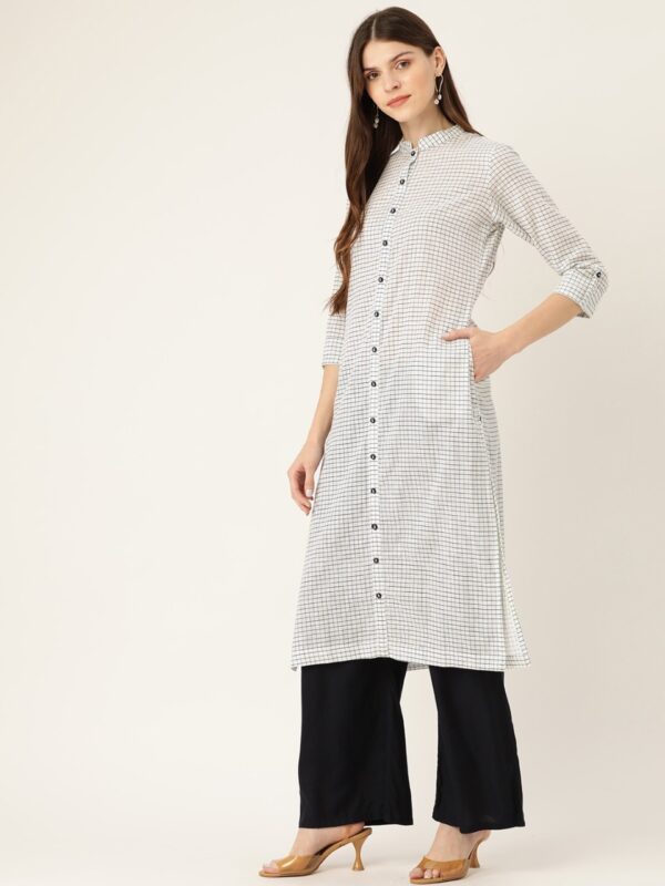 Sangria Women Checked Straight Kurta