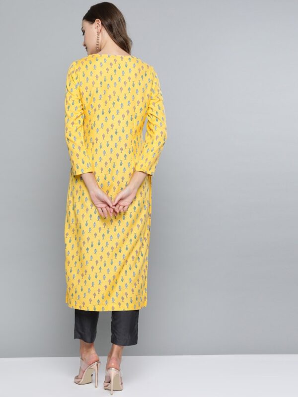 HERE&NOW Women Quirky Print Straight Angrakha Kurta