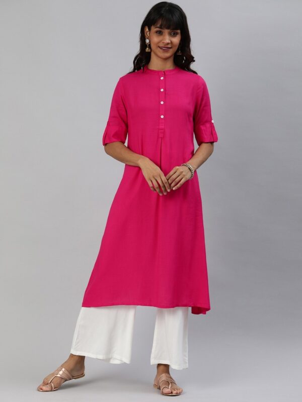 Anouk Women Pink Solid A-Line Kurta