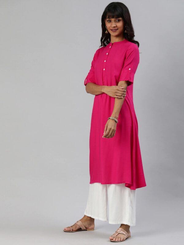 Anouk Women Pink Solid A-Line Kurta