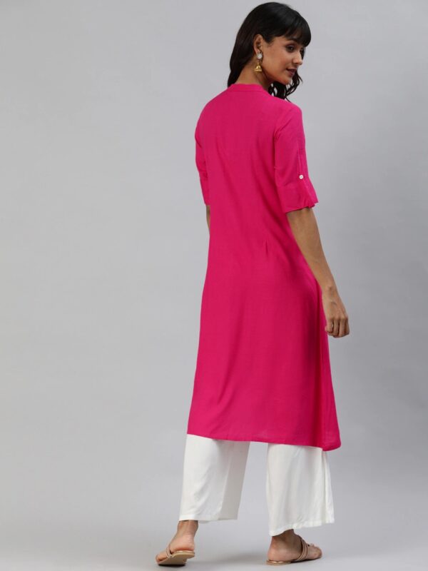 Anouk Women Pink Solid A-Line Kurta