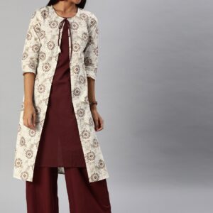 Anouk Women Printed Layered Kurta with Palazzos