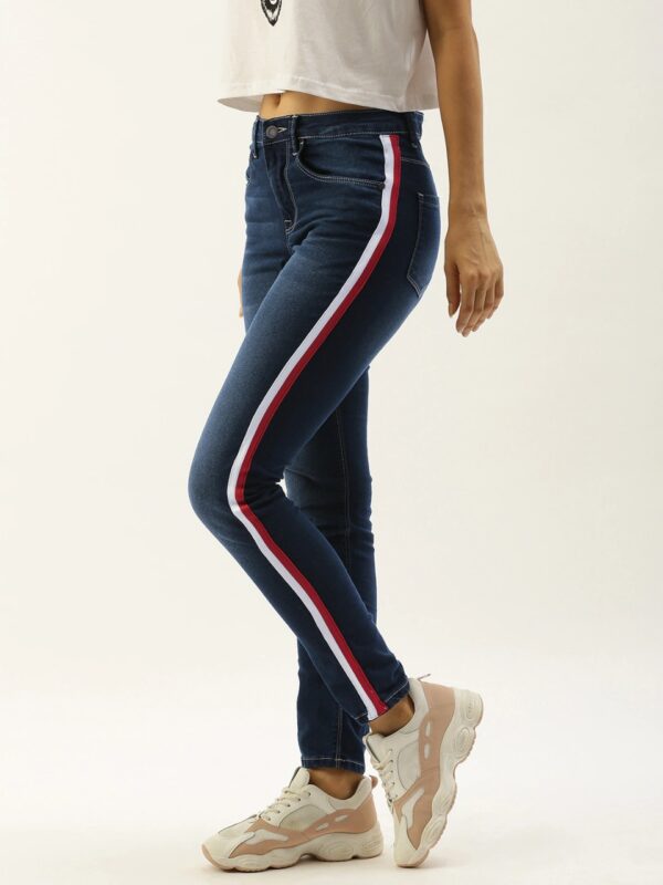 Moda Rapido Women Slim Fit Mid-Rise Clean Look Stretchable Side Striped Jeans