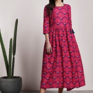 Sangria Women Printed Fit and Flare Dress