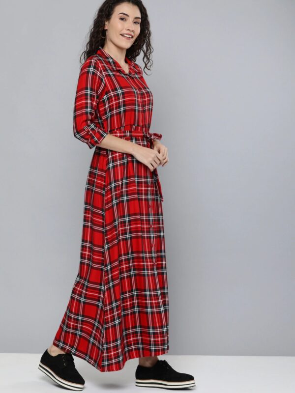 HERE&NOW Women Checked Maxi Dress