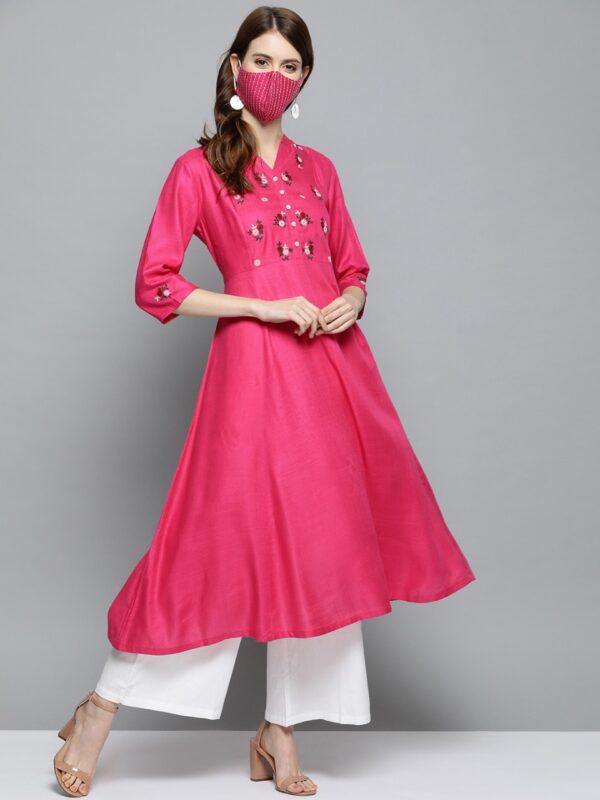 HERE&NOW Women Yoke Design A-Line Kurta