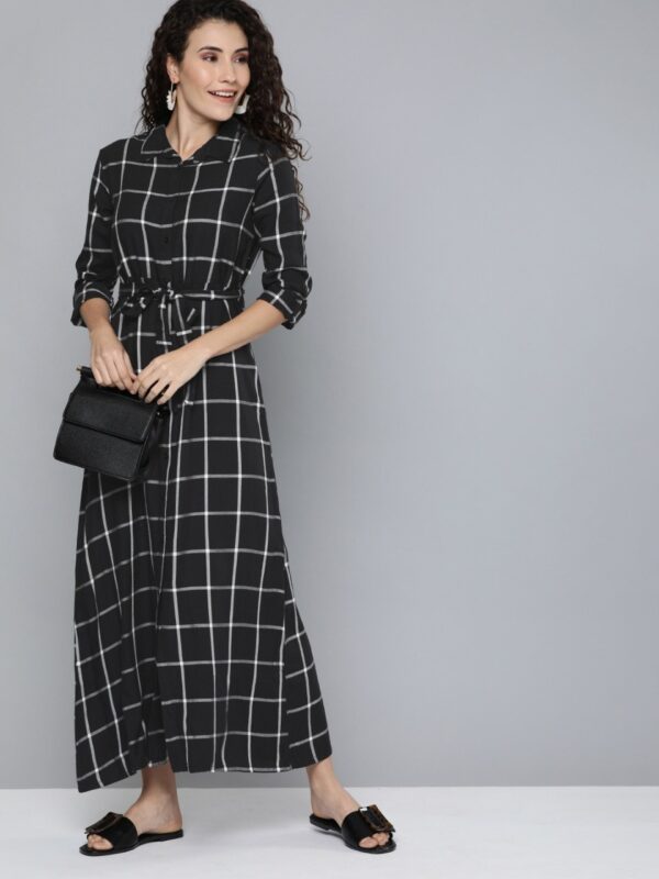 HERE&NOW Women Checked Maxi Dress