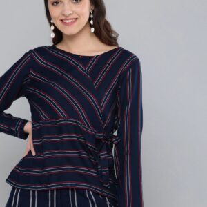 HERE&NOW Women Striped Wrap Top