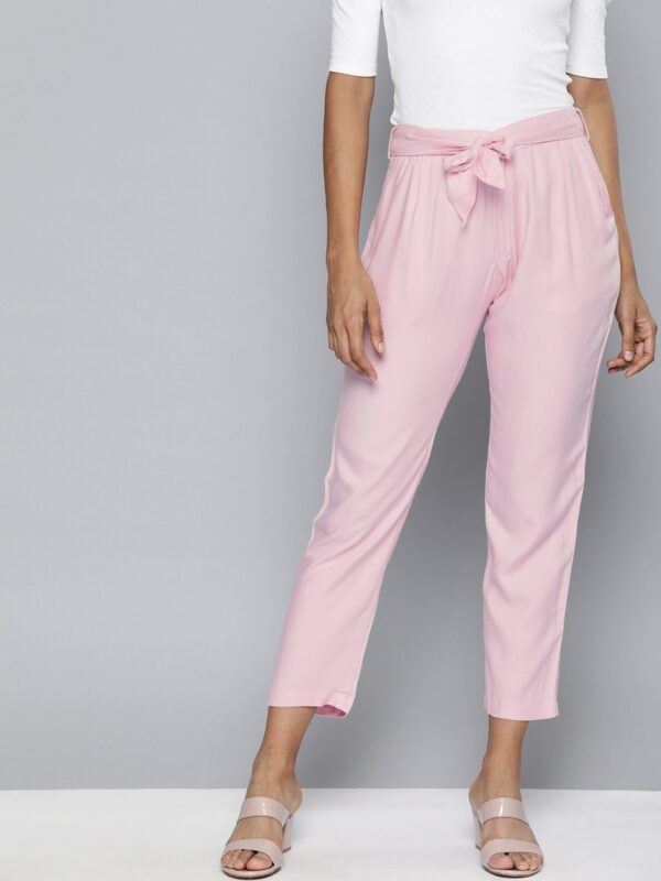 HERE&NOW Women Regular Fit Solid Peg Trousers