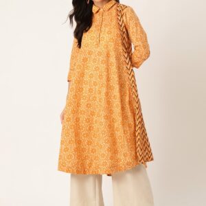 Sangria Women Ethnic Motifs Printed Thread Work Kurta