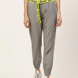 Moda Rapido Women Grey Joggers & Belt