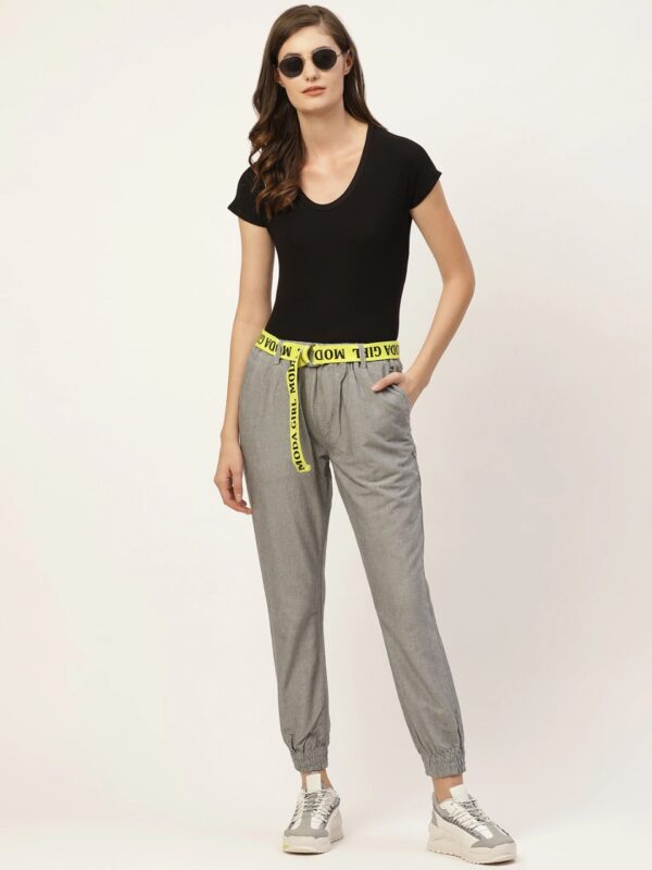 Moda Rapido Women Grey Joggers & Belt