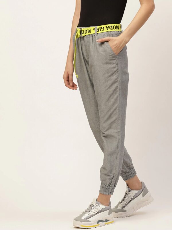 Moda Rapido Women Grey Joggers & Belt