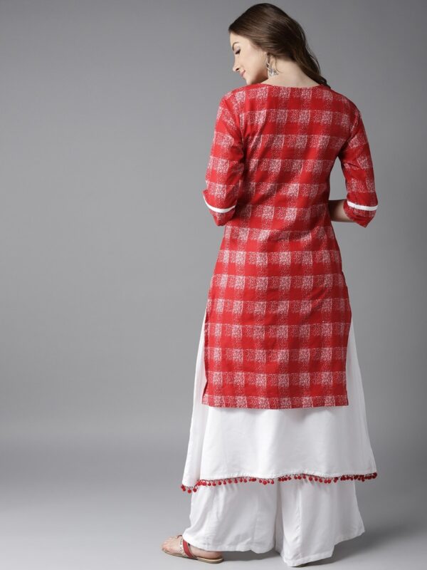 HERE&NOW Women Red & White Printed Kurta with Palazzos