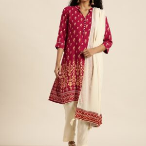 all about you Women Printed Kurta with Trousers & Dupatta