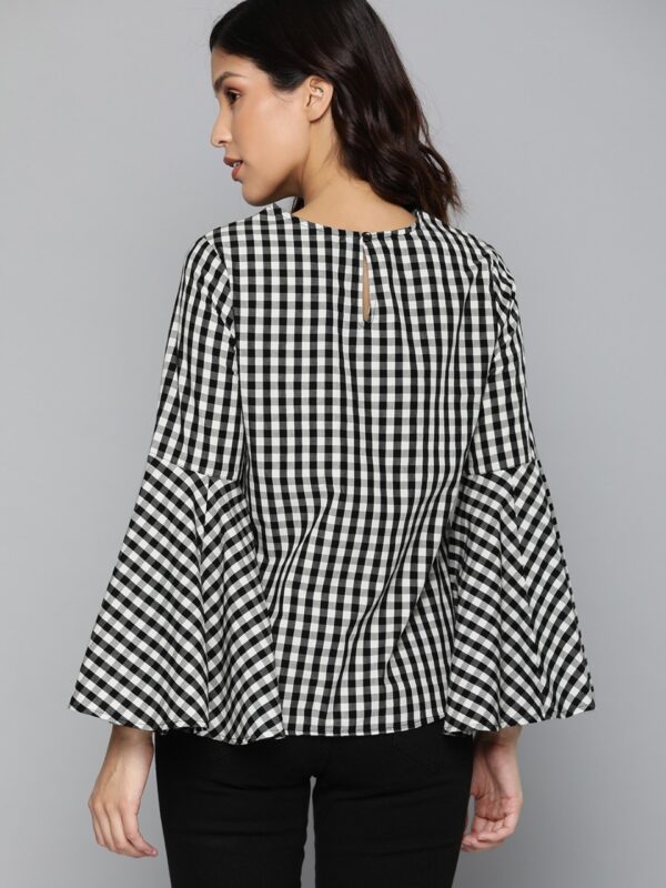 HERE&NOW Women White & Black Checked Top