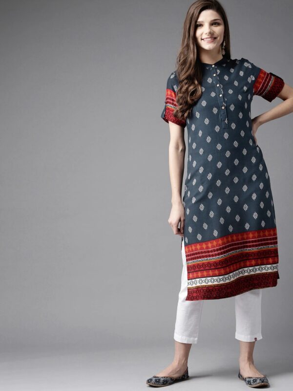 HERE&NOW Geometric Printed Viscose Kurta