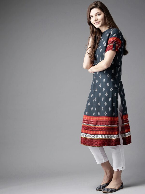 HERE&NOW Geometric Printed Viscose Kurta